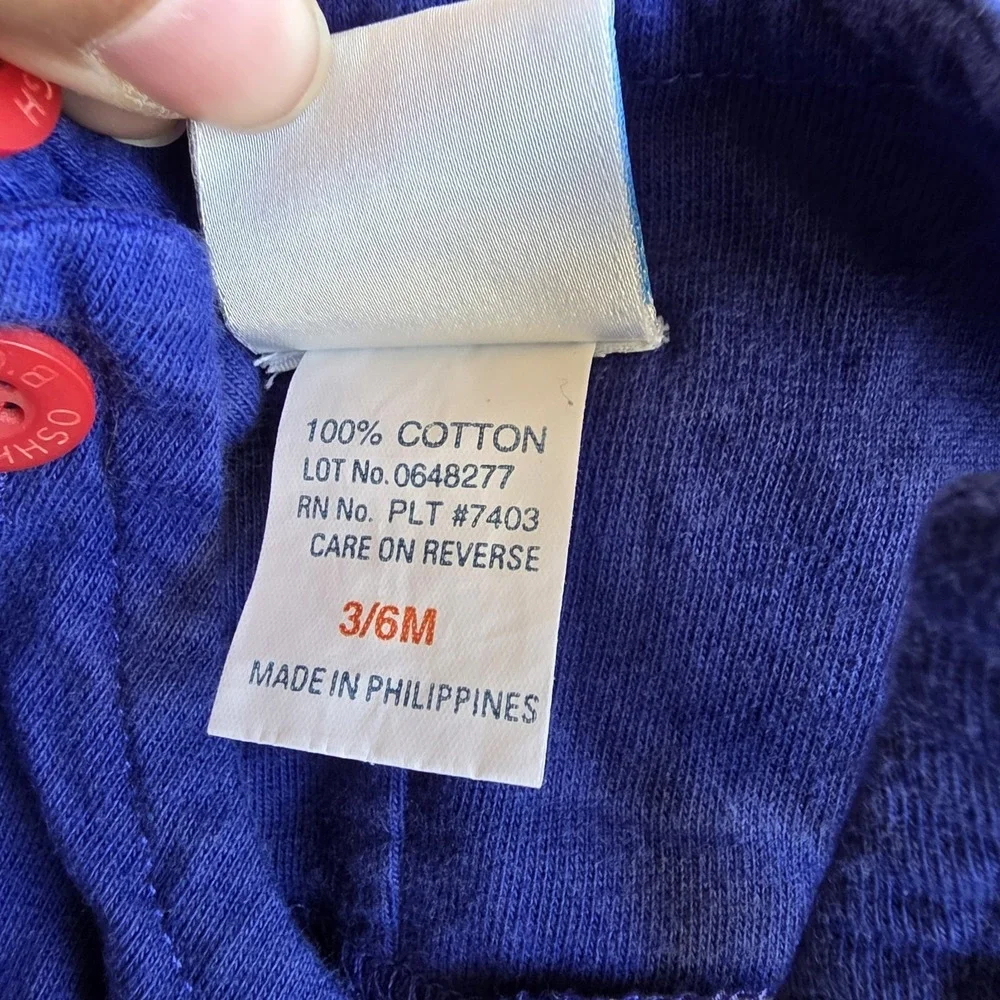 Vintage 90s Oshkosh B'gosh Baseball Theme‎ One Piece Jumper Overalls 3-6 Months